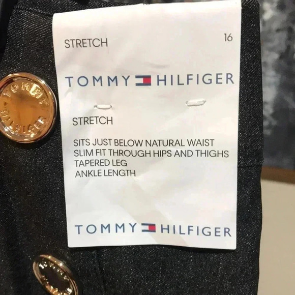 NWT TOMMY HILFIGER Dark Gray Pinstripe Stretch Ankle Length Pants Slim Fit-16 - Picture 7 of 12
